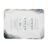 Abstracte uitnodiging voor groene en gouden bruilo magneet (Horizontaal)