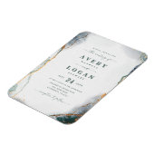 Abstracte uitnodiging voor groene en gouden bruilo magneet (Linkerzijde)