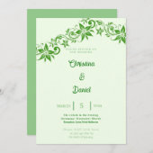 Abstracte uitnodiging voor groene Floral en ledere (Voorkant / Achterkant)