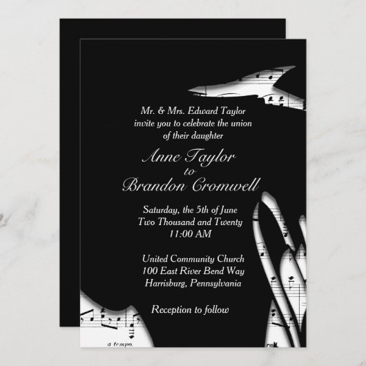 Abstracte uitnodiging voor het binden van muziek i (Voorkant / Achterkant)