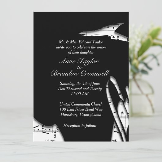 Abstracte uitnodiging voor het binden van muziek i (Staand voorkant)