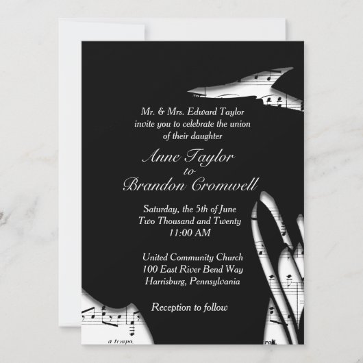 Abstracte uitnodiging voor het binden van muziek i (Voorkant)