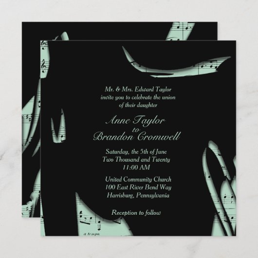 Abstracte uitnodiging voor het binden van muziek i (Voorkant / Achterkant)