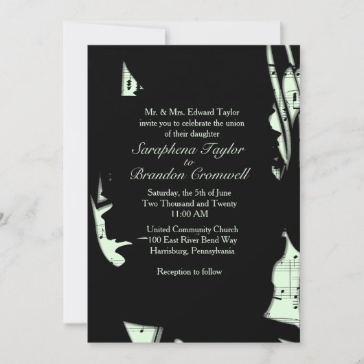 Abstracte uitnodiging voor het binden van muziek i (Voorkant)