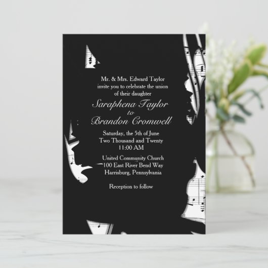 Abstracte uitnodiging voor het binden van muziek i (Staand voorkant)