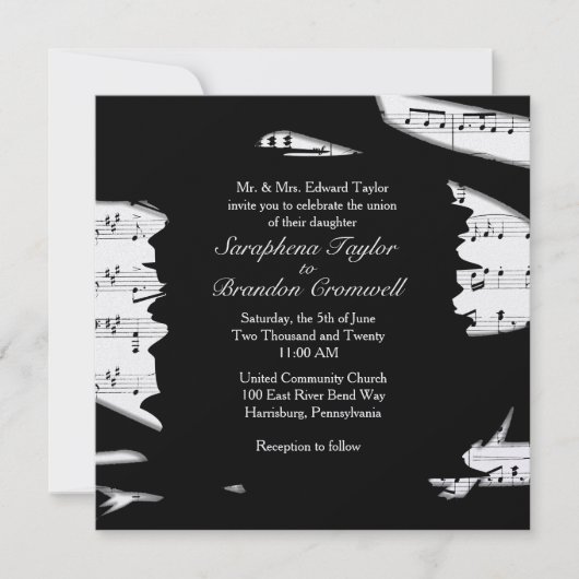 Abstracte uitnodiging voor het binden van muziek i (Voorkant)