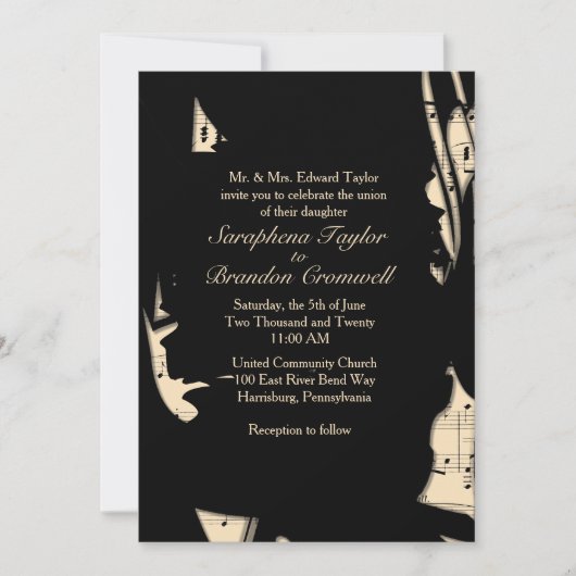 Abstracte uitnodiging voor muziek in zwart-wit en (Voorkant)