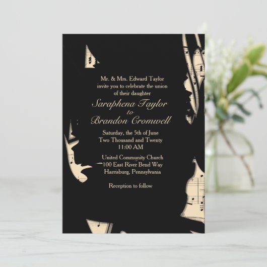 Abstracte uitnodiging voor muziek in zwart-wit en (Staand voorkant)