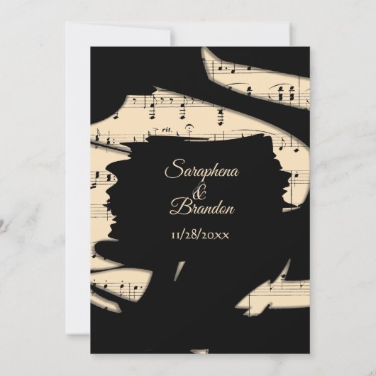 Abstracte uitnodiging voor muziek in zwart-wit en (Achterkant)