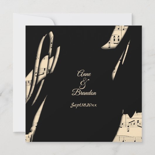 Abstracte uitnodiging voor muziek in zwart-wit en  (Achterkant)