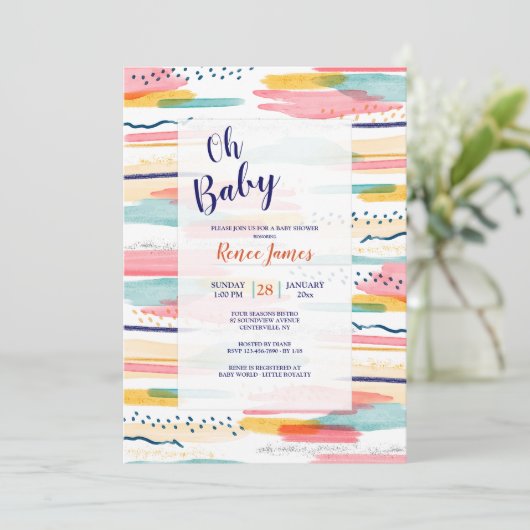 Abstracte uitnodiging voor penseelstreken (Staand voorkant)