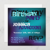 Abstracte uitnodigingen voor Blauwgroen en geweldd (Voorkant / Achterkant)