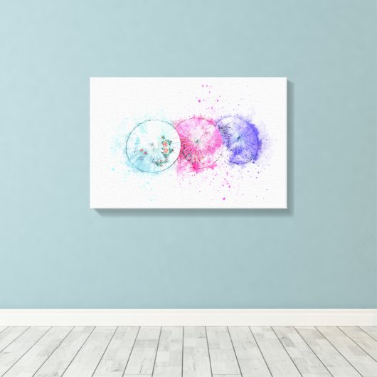 Abstracte Umbrella Art Canvas Afdruk (Insitu (Houten vloer))