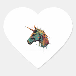 Abstracte Unicorn Hart Sticker