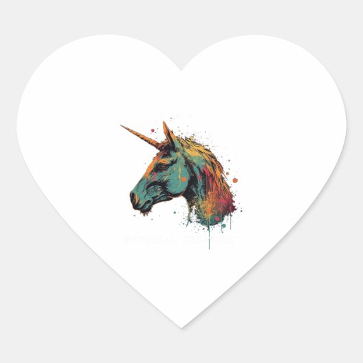 Abstracte Unicorn Hart Sticker (Voorkant)