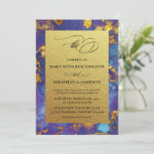 *~* Abstracte unieke Blue Gold Glitter bruiloft Kaart (Staand voorkant)