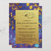 *~* Abstracte unieke Blue Gold Glitter bruiloft Kaart (Voorkant / Achterkant)