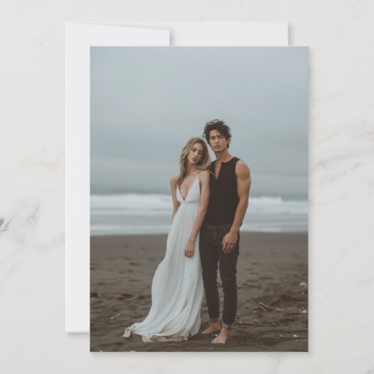 Abstracte unieke marineblauwe inkt foto bruiloft save the date (Achterkant)