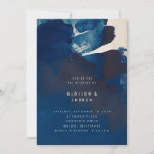 Abstracte unieke marineblauwe inkt schilderij brui kaart (Voorkant)