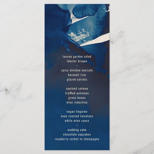 Abstracte unieke marineblauwe inkt schilderij brui menu (Voorkant)