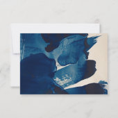 Abstracte unieke marineblauwe inkt schilderij brui RSVP kaartje (Achterkant)