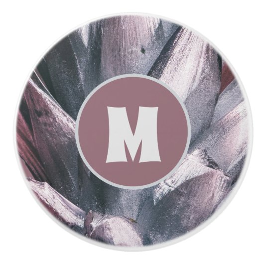 Abstracte unieke zilverkleurige anananassepieken keramische knop (Voorkant)