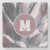 Abstracte unieke zilverkleurige anananassepieken stenen onderzetter (Voorkant)