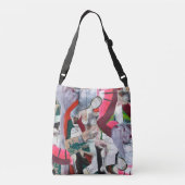 Abstracte Urban Art Collage Handgeschilderd Crossbody Tas (Achterkant)