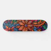 Abstracte urban art geïnspireerde retro bloemen persoonlijk skateboard (Horizontaal)