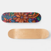 Abstracte urban art geïnspireerde retro bloemen persoonlijk skateboard (Horizontaal)