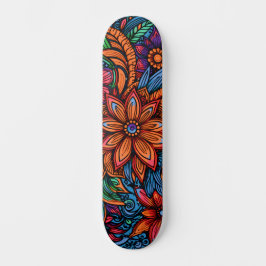 Abstracte urban art geïnspireerde retro bloemen persoonlijk skateboard