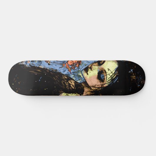 Abstracte Urban Art Gothic Girl Raven Red Rose Persoonlijk Skateboard (Horizontaal)