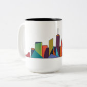 Abstracte Urban Skyline Vector Tweekleurige Koffiemok (Voorkant links)