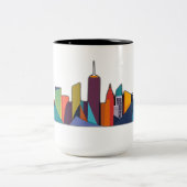 Abstracte Urban Skyline Vector Tweekleurige Koffiemok (Center)
