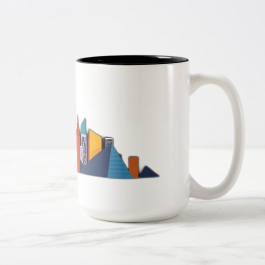 Abstracte Urban Skyline Vector Tweekleurige Koffiemok (Rechts)