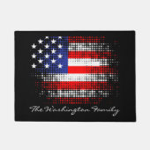 Abstracte USA Dot Pattern Flag met Familienaam Deurmat (Voorkant)