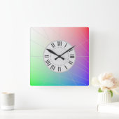 Abstracte uurnummers, minutenmarkeringen Rainbow A Vierkante Klok (Huis)