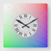Abstracte uurnummers, minutenmarkeringen Rainbow A Vierkante Klok (Voorkant)