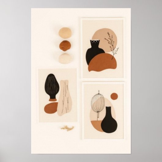 Abstracte Vaas Muurkunst Set | Midden-Eeuw Modern Poster (Voorkant)