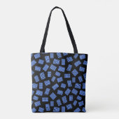 Abstracte vakken 081122 - Babyblauw op zwart Tote Bag (Achterkant)