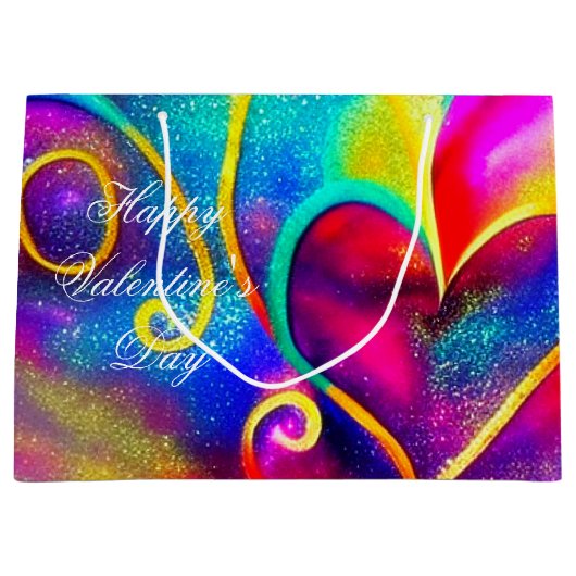 Abstracte valentijn met galglitterij groot cadeauzakje (Voorkant)