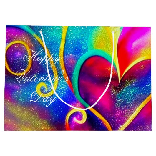 Abstracte valentijn met galglitterij groot cadeauzakje (Achterkant)