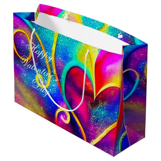 Abstracte valentijn met galglitterij groot cadeauzakje