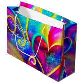 Abstracte valentijn met galglitterij groot cadeauzakje (Voorkant Gekanteld)