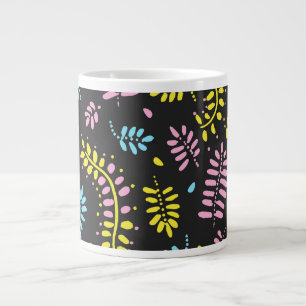 Abstracte varens -heldergeel, roze, blauw grote koffiekop