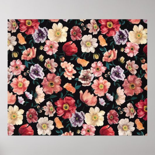 abstracte vaste bloemen, volledig afgewerkt, over poster (Voorkant)
