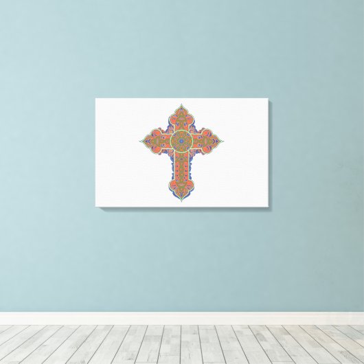 Abstracte Vector Christelijk Kruisreligie Canvas Afdruk (Insitu (Houten vloer))