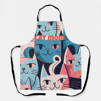 abstracte vectorkatten Blauw roze Schort
