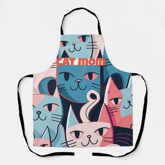 abstracte vectorkatten Blauw roze Schort (Voorkant)