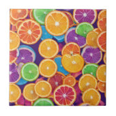 Abstracte veelkleurige citrusschijfjes tegeltje (Voorkant)